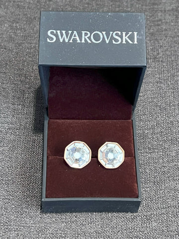 White crystal set in Rose gold-tone cufflinks