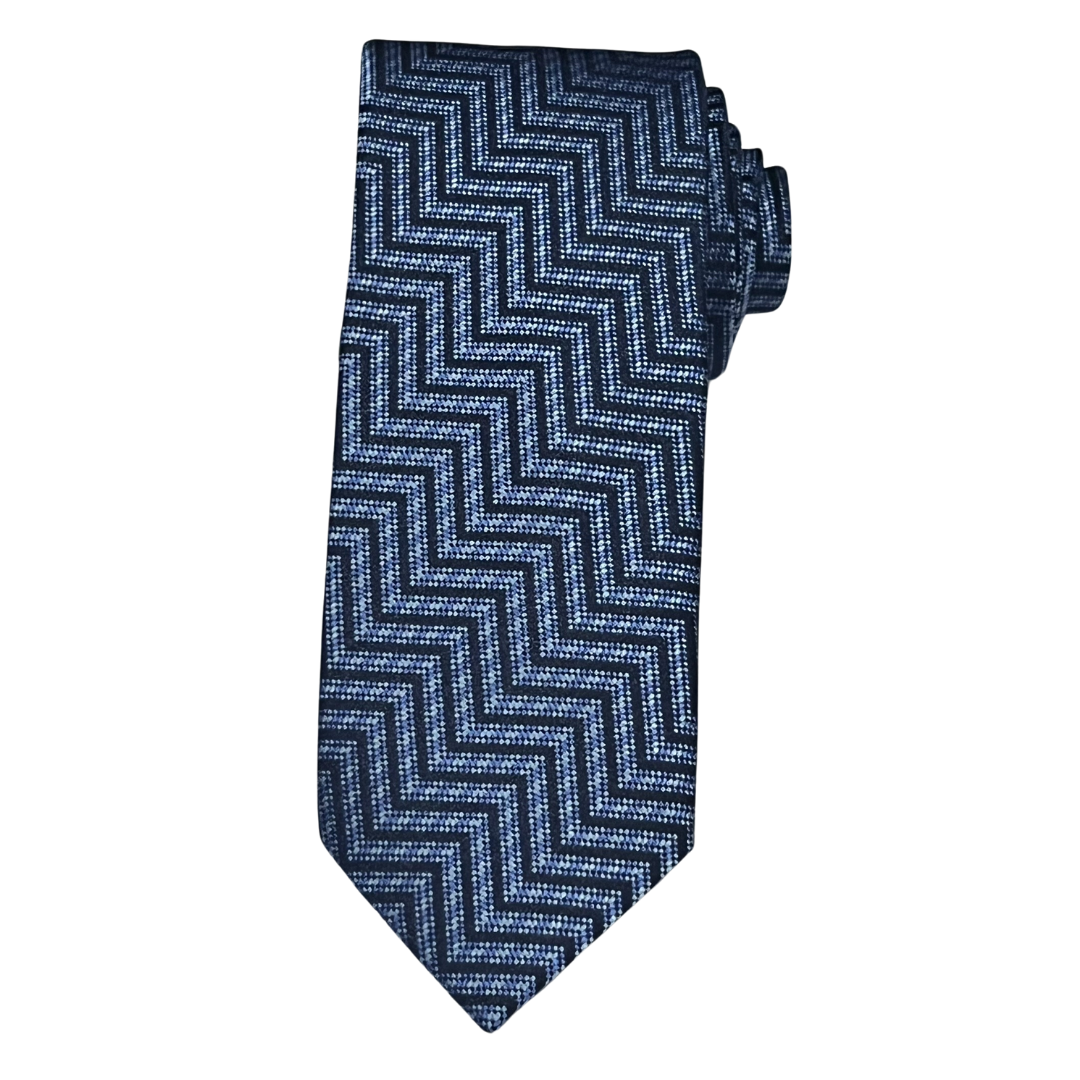 Navy Skyline Geometric Tie