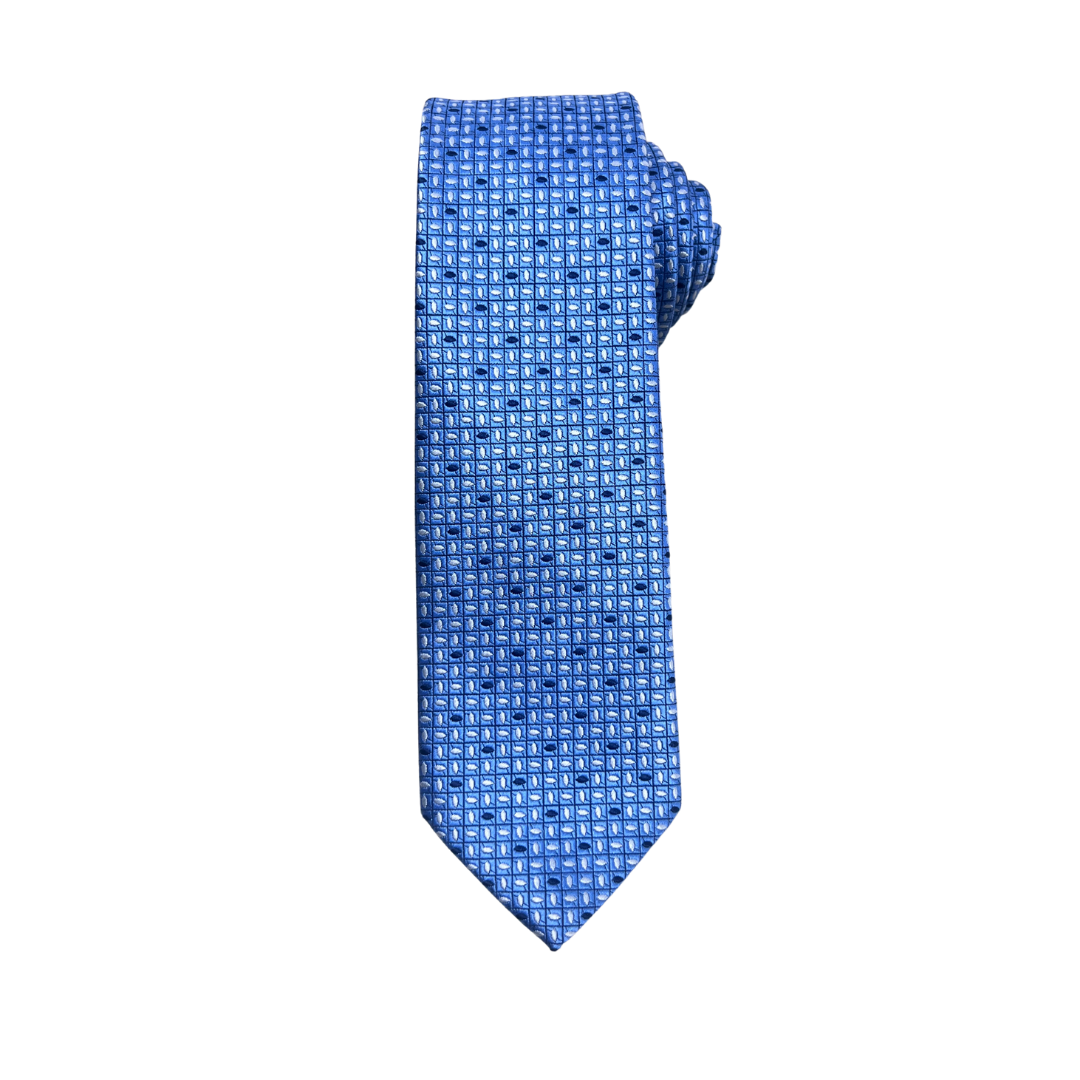 Light Blue Grid Pattern Tie