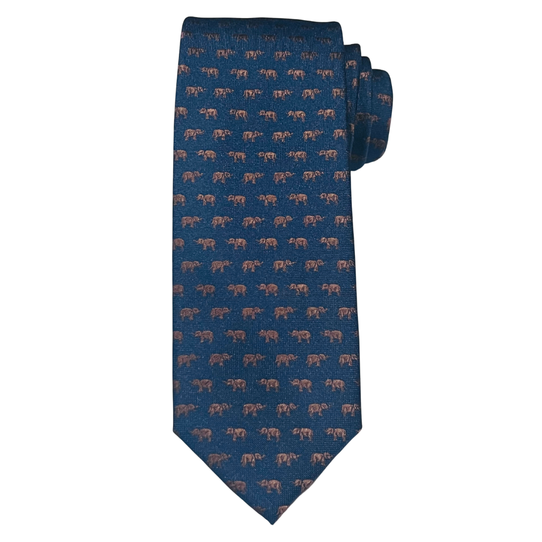 Navy Elephant Parade Tie