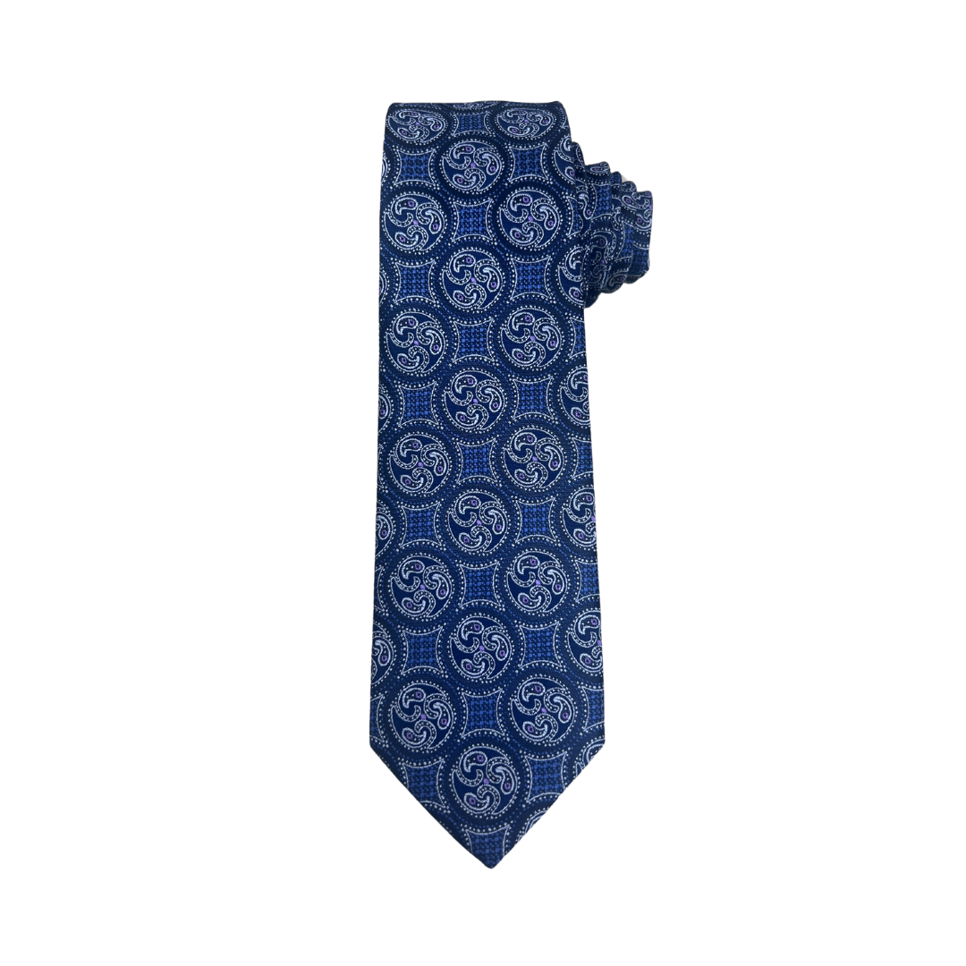 Navy Chainlink Pattern Tie