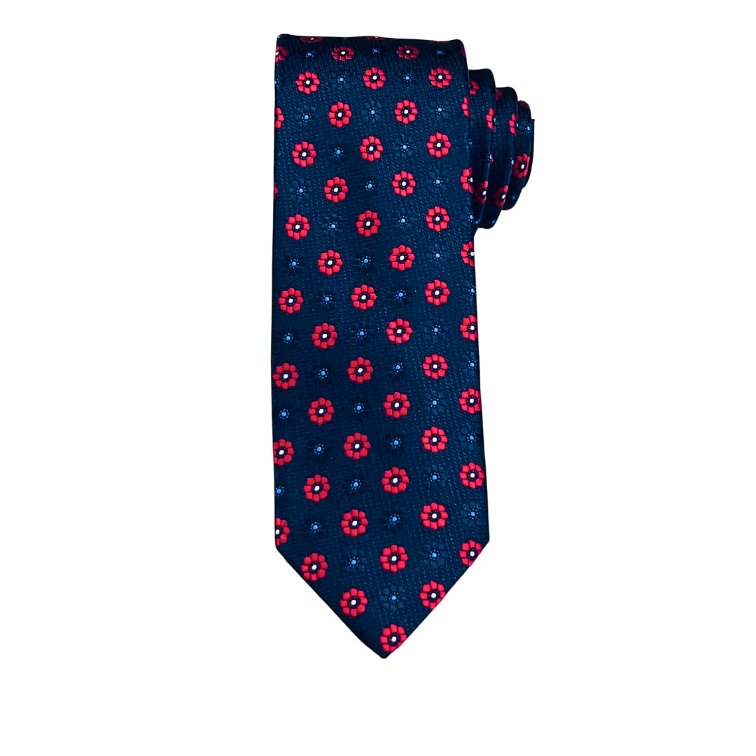 Scarlet Petals Navy Tie