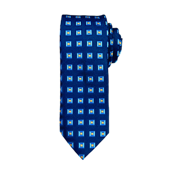 Architectural Blue Pattern Tie